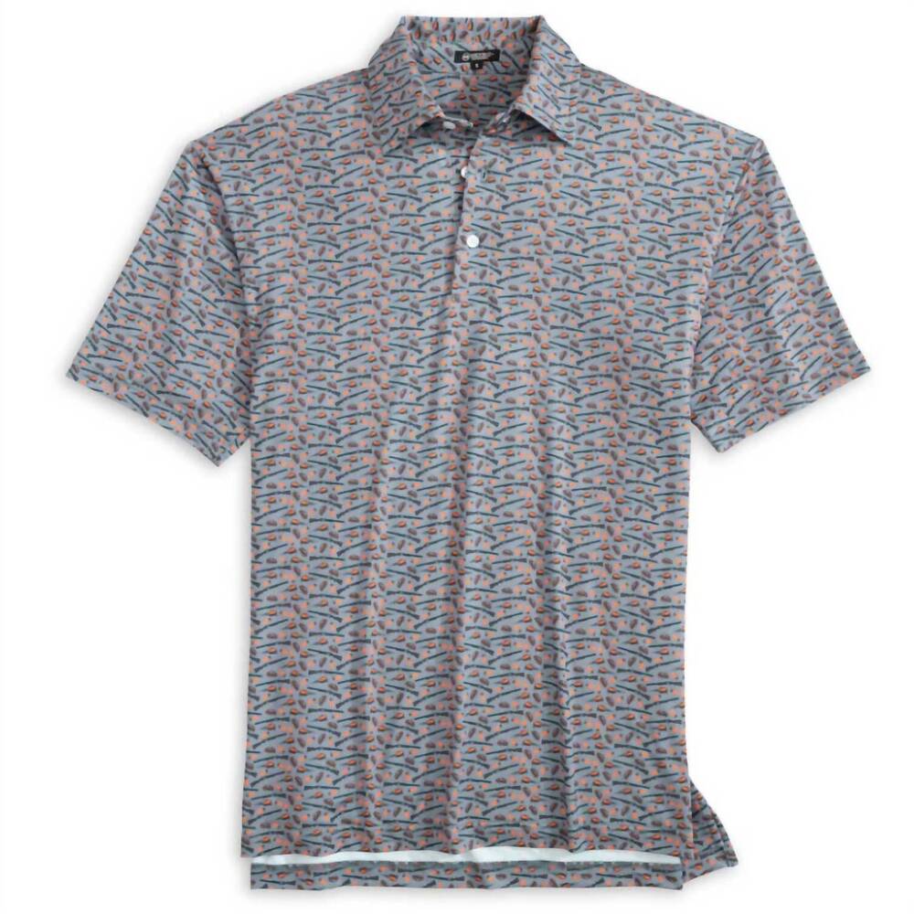 NEW HEYBO OUTDOORS men's range polo top in grey multi